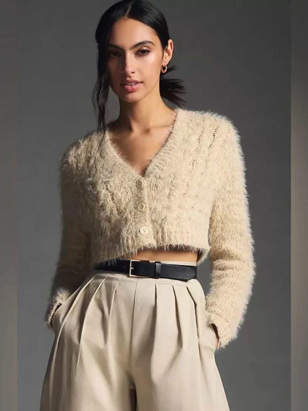 Anthropologie Cropped Eyelash Women's Sweater NWT - Large
